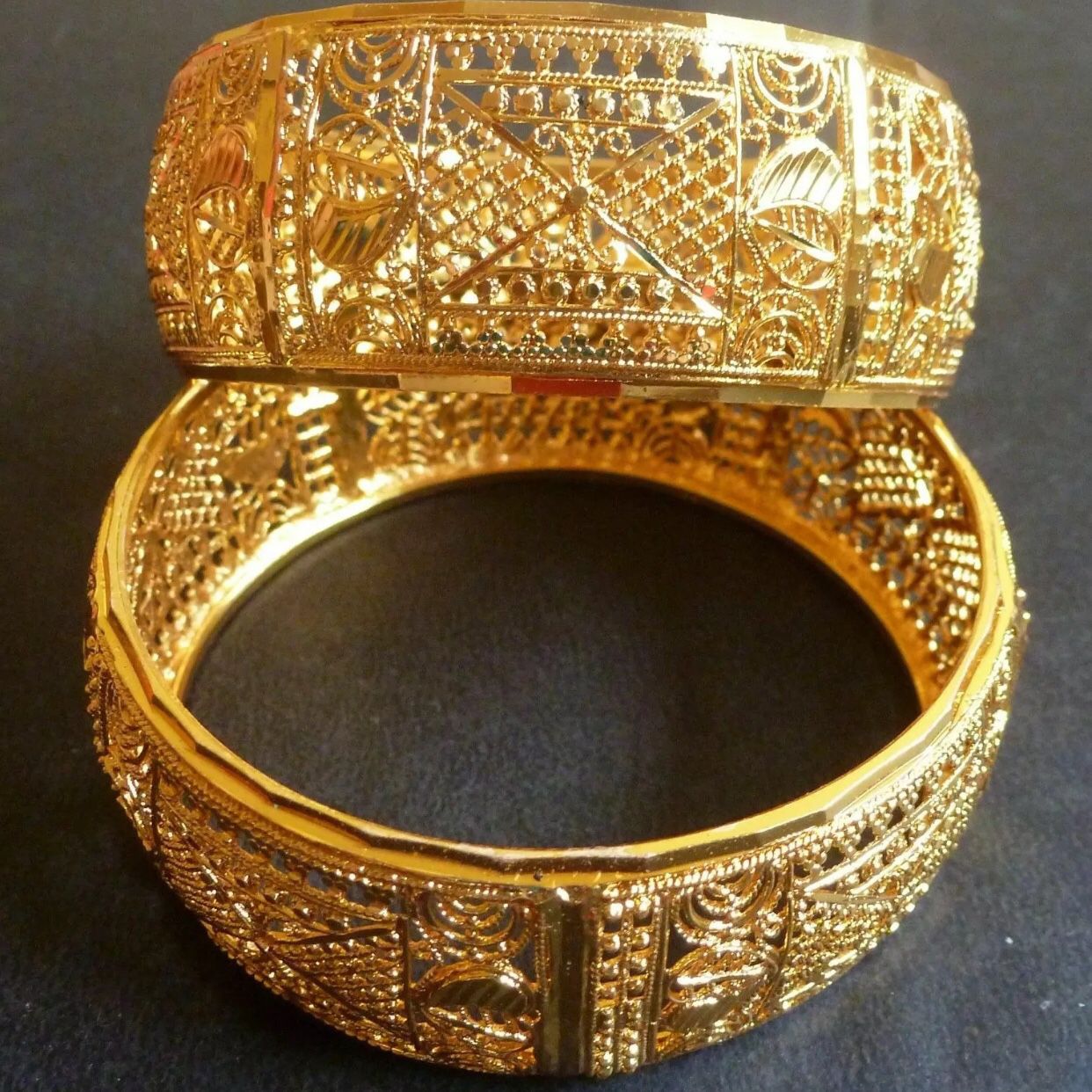 22k gold PLATED Indian Pakistani Asian bangles set jewelry accessory size 2-4” 2-6” and 2-8” available