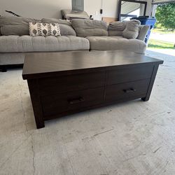 Lift Top Coffee Table w/ Storage Drawers – Dark Espresso