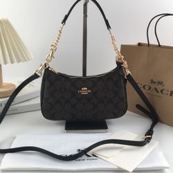 Coach Tabby Shoulder Bag Monochrome Brown