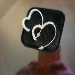 Moissanite  SILVER  HEART Earrings 