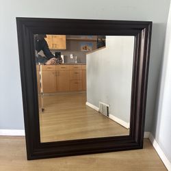 Bassett Dark Brown Wood Frame Beveled Edge MIRROR 35x38in Best Offer