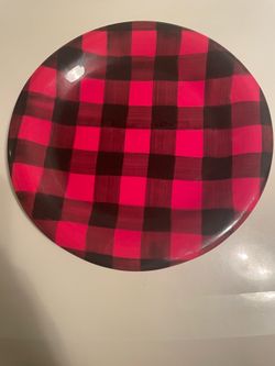 Ralph Lauren Cobden Red Plaid Buffalo Check Christmas Charger Plate