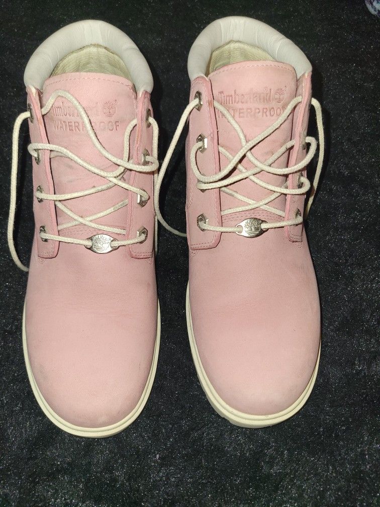 Pink Timberland Boots Size 9W