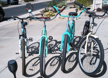 Four 4  ladies lady's cruiser bikes. 26 inch tires. $65 each bike bicycle.  Freedom Hyper and Huffy