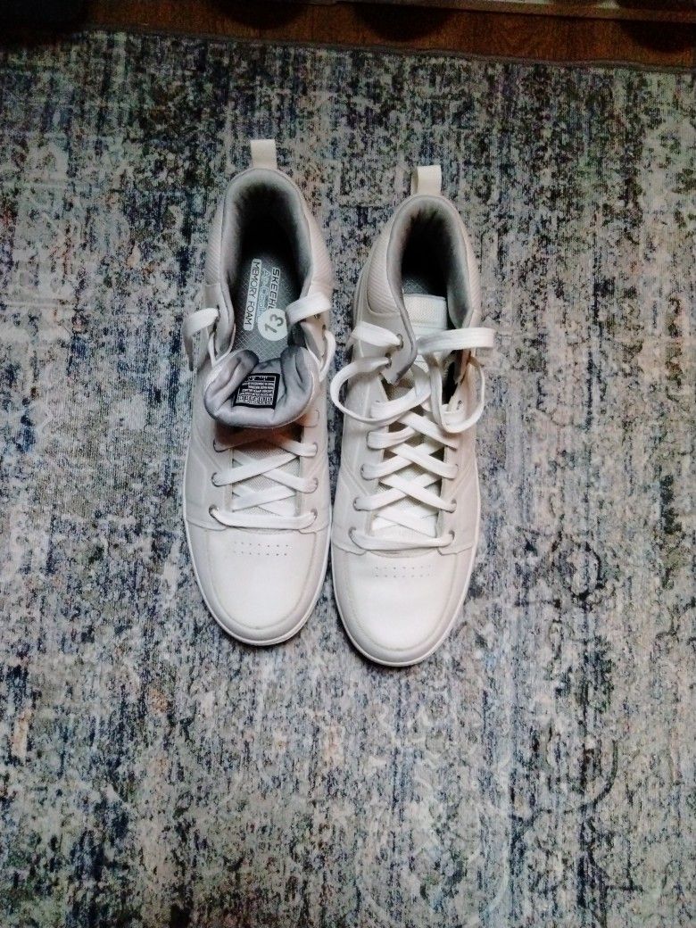 Men's High top White Leather Shoes