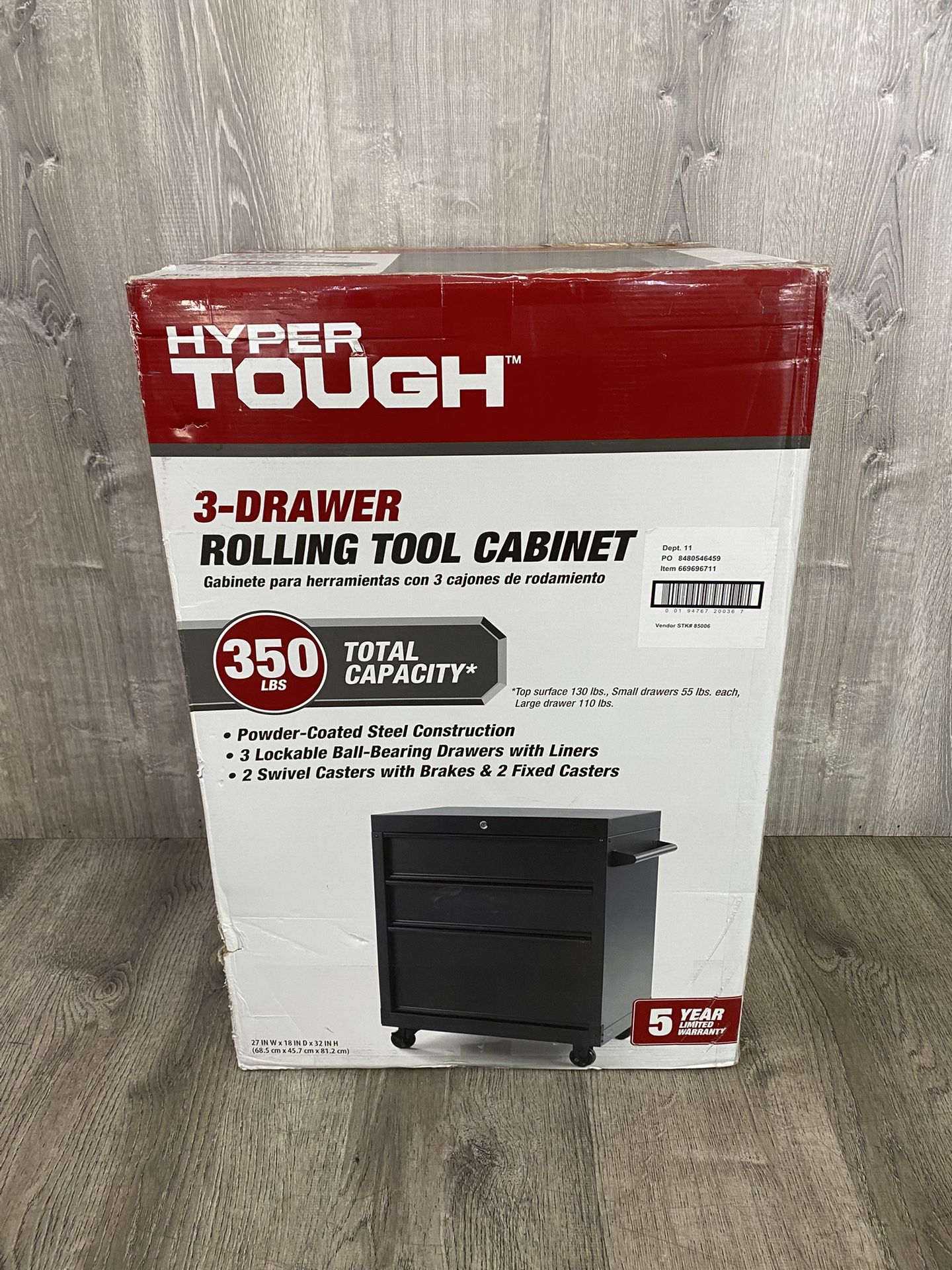 Hyper Tough 3-Drawer Rolling Tool Cabinet 85006