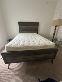 Modern Full/Double Bed Frame with box spring & mattress . Great Condition