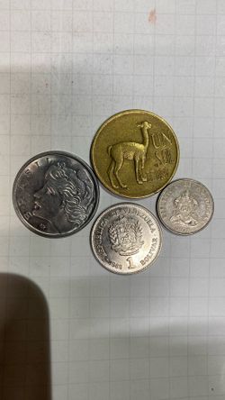 1971  1 Sol. Peru/ 1975.50 Centavos Brasil/1989. 1 Bolívar/1978.20 Centavos  Hondureños 