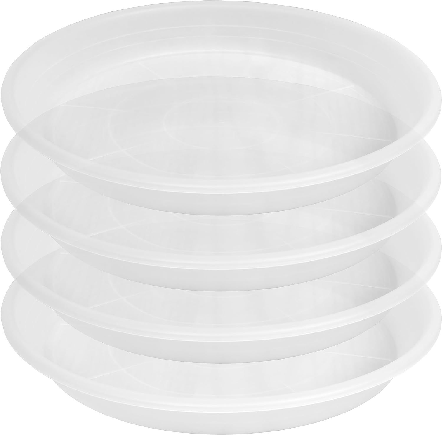 SAUCERHOME 4 Packs Plant Saucer Pot Tray 6 8 10 12 14 16 19 20 Inch Plastic Flower Planter Saucers and Drip Trays for Indoors Outdoors, Heavy Durable 