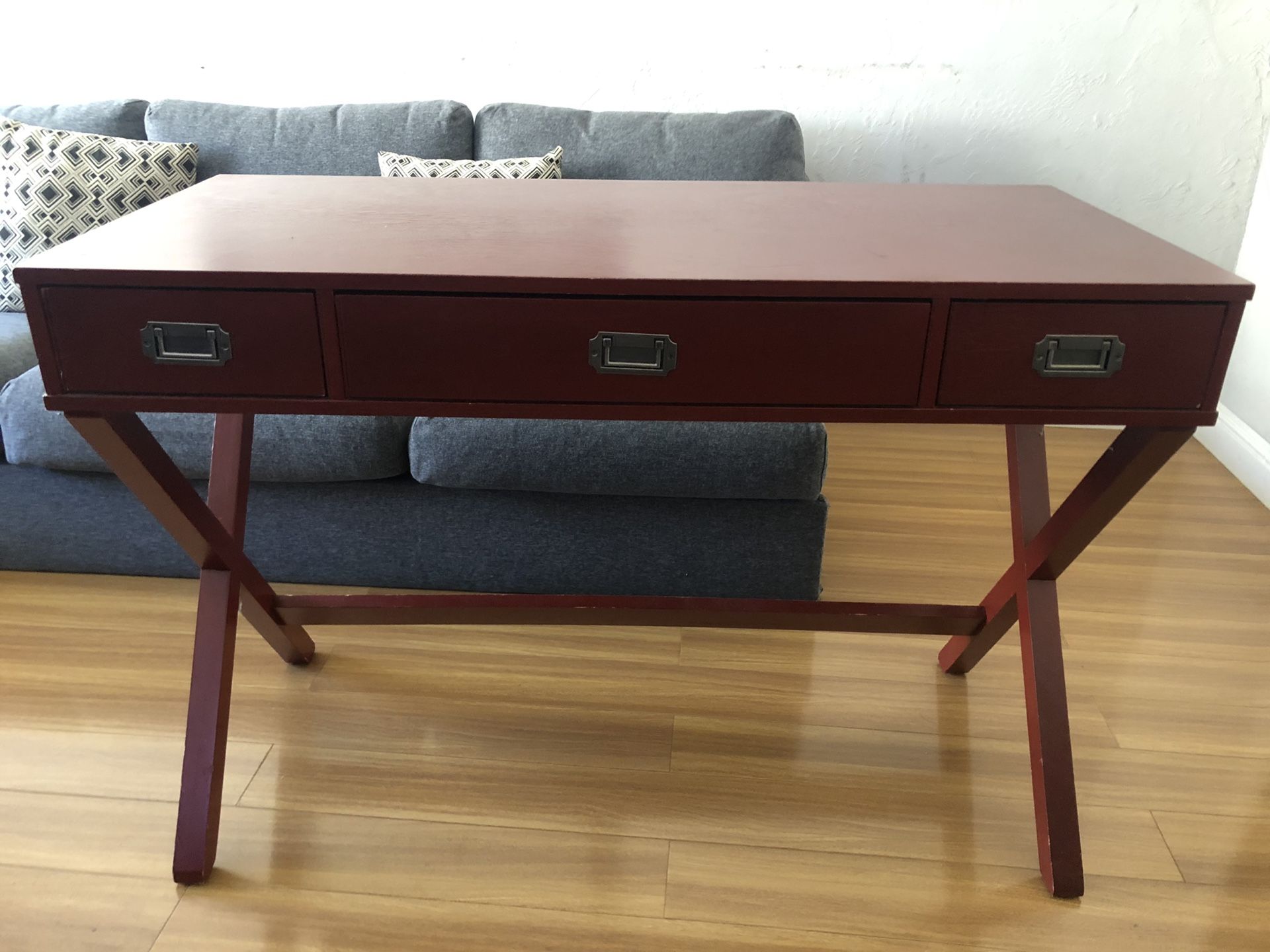 Red wood desk