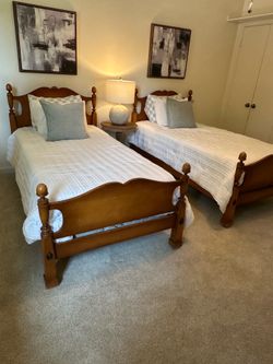 Solid Wood Twin Bed Frames - Matching Pair- Excellent Condition