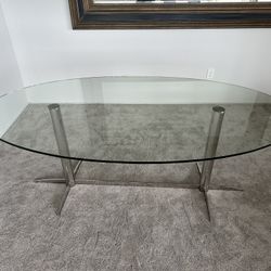 Glass Oval Dining Table 45” X 80”