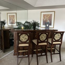 Tommy Bahama Bar and 3 Barstools