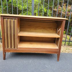 Vintage Wood Stereo Console Storage Cabinet