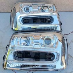 02-09 Chevrolet Trailblazer LED DRL Projector Headlights Luces Calaveras Micas Faros Focos Faroles Headlamps 