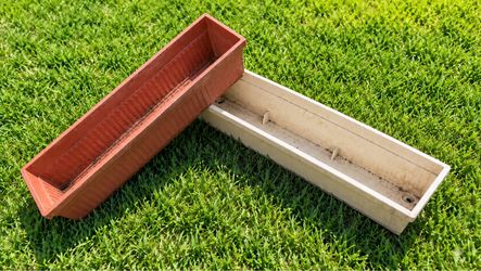 2 Long Plastic Rectangular Planter Boxes – $15 for Both