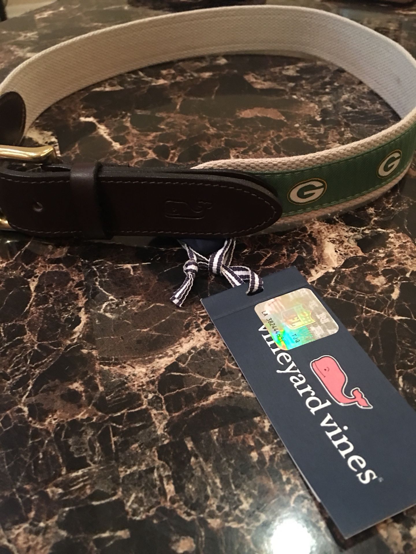 Vineyard Vines Green Bay Packers NeedlePoint Belt (Size 32) *BRAND NEW w/ ORIGINAL TAGS*
