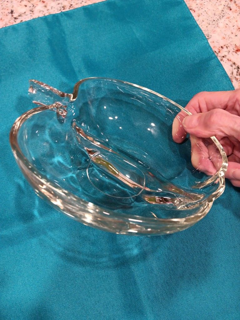 Heavy Glass Vintage Apple Divided Dish