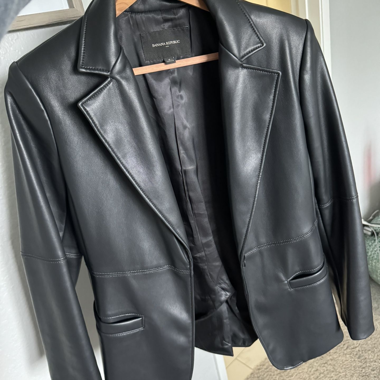 Black Vegan Leather Blazer Size 4