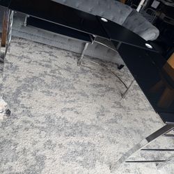 Black Glass desk with metal legs. Also included are new leather computer chair, Acer Monitor, Epson printer and Logitech keyboard.