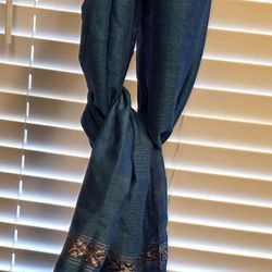 Woven Scarf/Shawl in Teal with Gold Metallic Accents