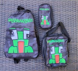 Unspeakable Game Backpack Kawaii Anime Game 3 Pcs Backpacks Set with Thermal Insulated Lunch Tote