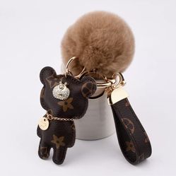 Teddy Bear Keychain With Pom Pom 