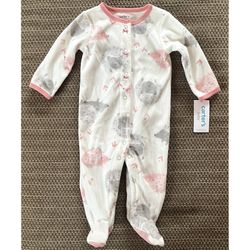 Carters Baby Girl 6 Months Hedgehog Snap Up Fleece Footed Sleep Play Pink Gray