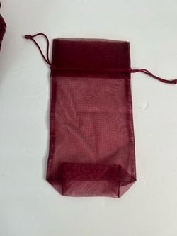 Burgundy Sheer Organza Drawstring Gift Bags Pouch 37