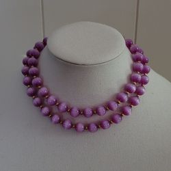 Vintage Double Strand Lilac Cat's Eye Necklace