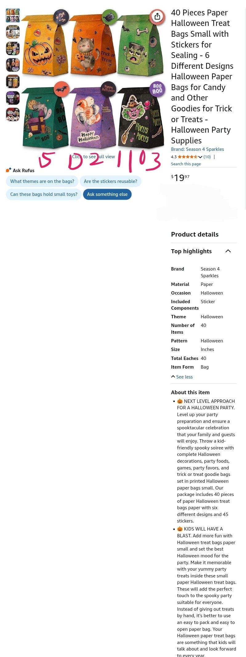 40 Pieces Paper Halloween Treat Bags Small with Stickers for Sealing - 6 Different Designs Halloween Paper Bags for Candy and Other Goodies for Trick