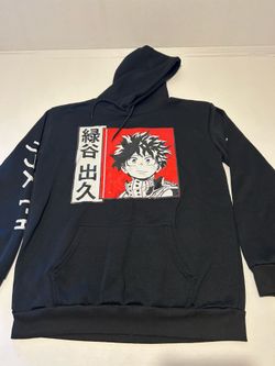 Black My Hero Academia sweatshirt featuring Izuku Midoriya (Deku), size M (teen).