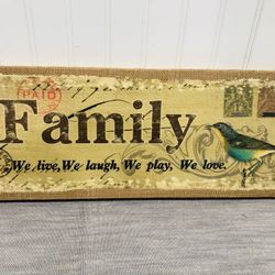 Brand new burlap family sign wall decor
