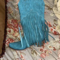 2 pairs of blue/turquoise boots