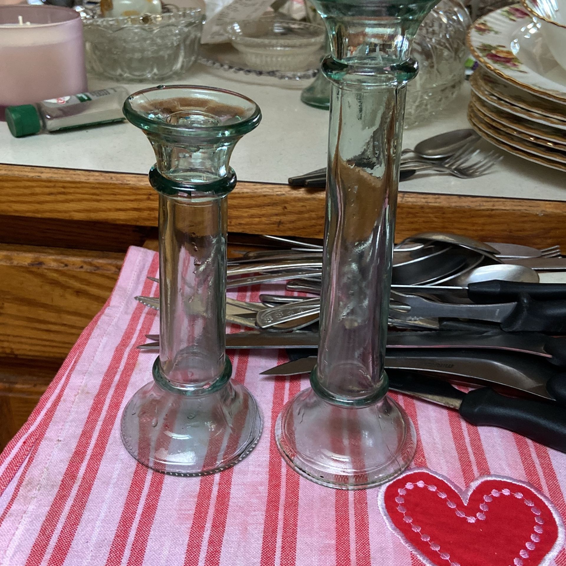 (2). Candle Holders, Numbered 9&10 On Bottom