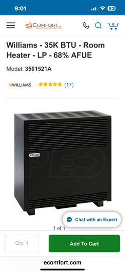 WILLIAMS 35K BTU Propane Room Heater