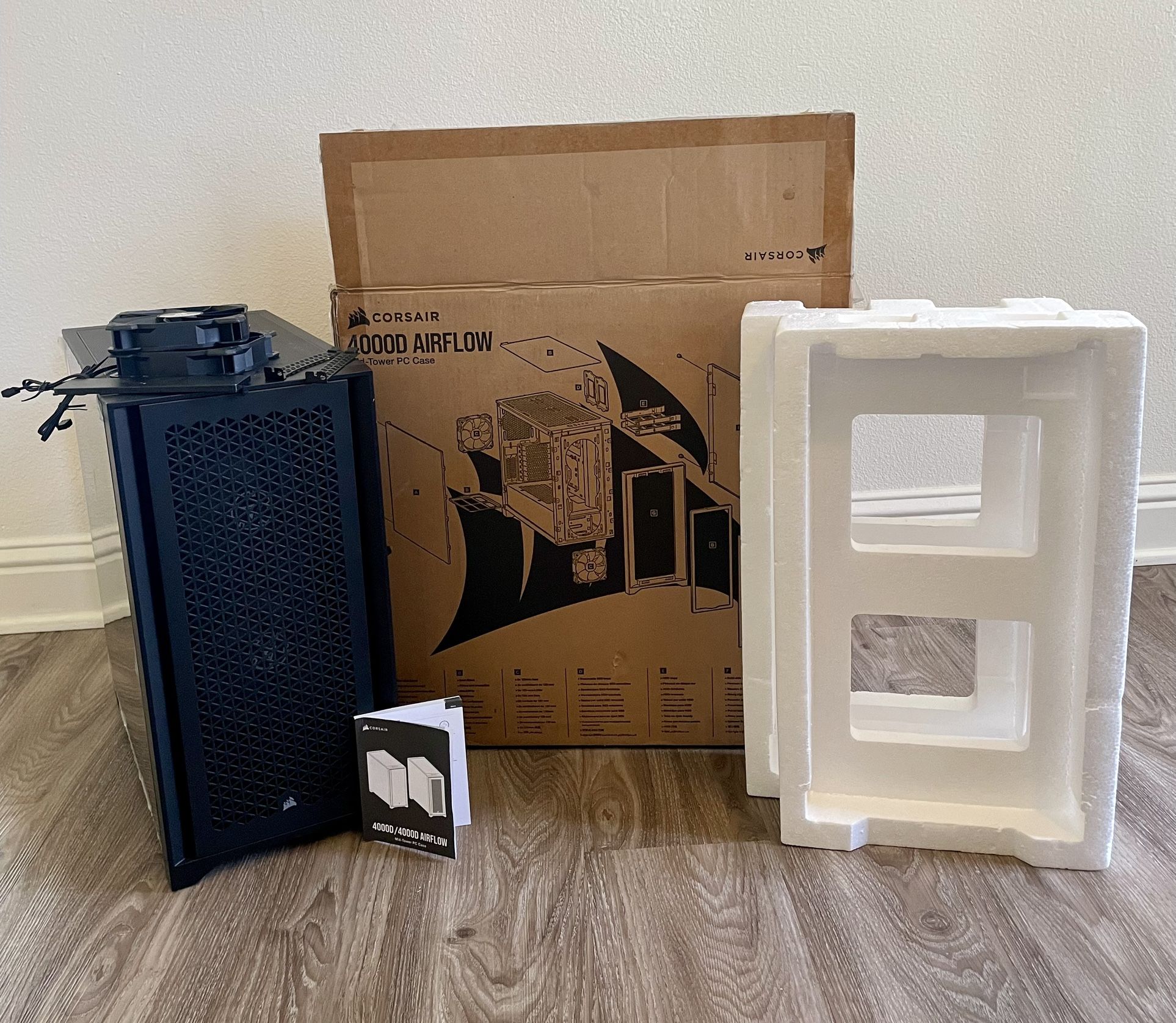 PC Case Corsair 4000D Airflow Hardly Used EOM Fans W/ AIO Cooler No Extra Hardware