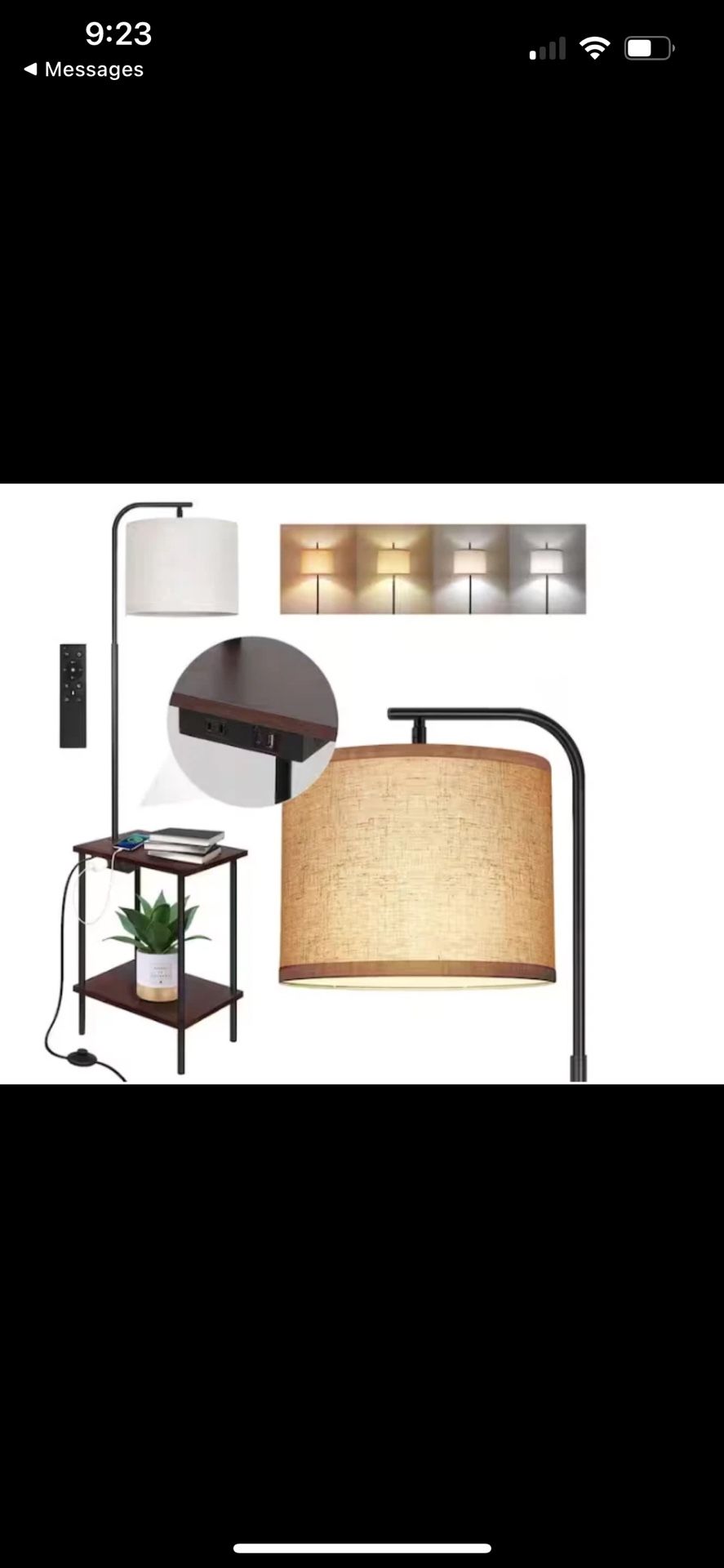 62" Walnut Tray/Magazine Table Standard Floor Lamp with USB Plus Type and Remote