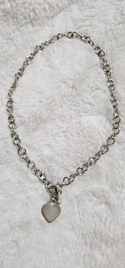 17" Sterling Silver Toggle Necklace W/Heart