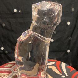Vintage Orrefors Signed Alberius Crystal Art Glass Heavy Cat Sculpture