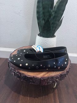 Black Studded Ballet Flats with Tags Size 7