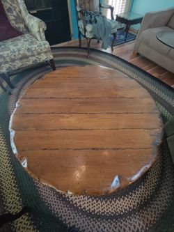 Rustic live edge solid wood slab coffee table