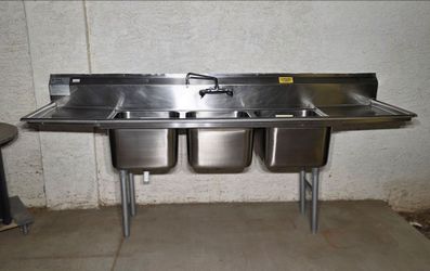 Commercial 3 Compartment Stainless Steel Sink - 94.5"