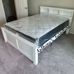 White Queen Bed With Mattress 