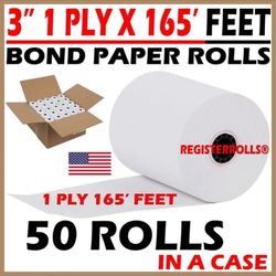 (100) STAR SP700 3" x 165' BOND (Non-Thermal) POS PAPER ROLLS 