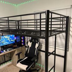 Black Metal Dorm Bed Loft 