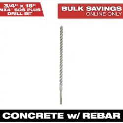 Milwaukee 3/4 in. x 18 in. 4-Cutter SDS-PLUS Carbide Drill Bit=Mil-377