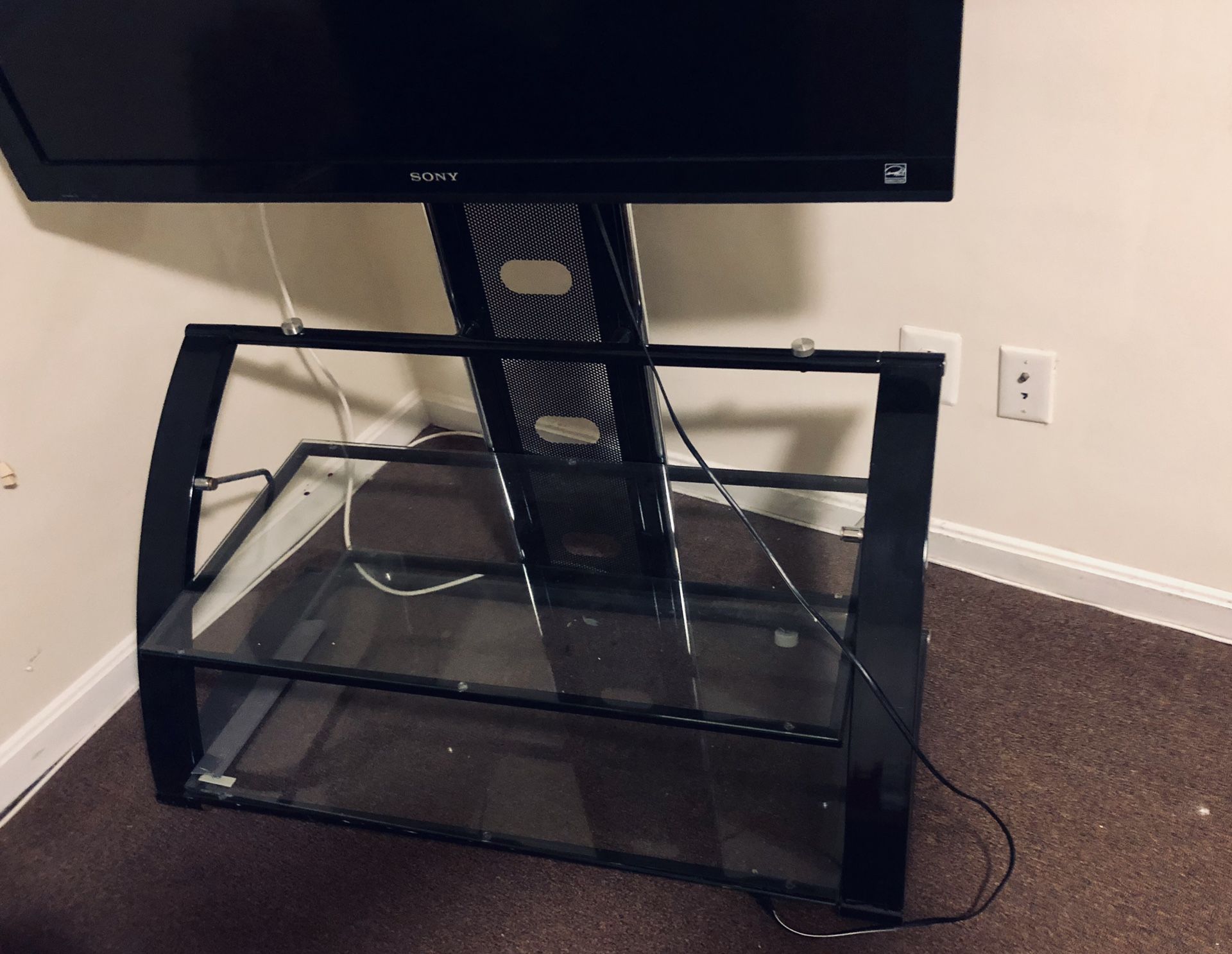 2 Shelf Glass TV Stand with Mount