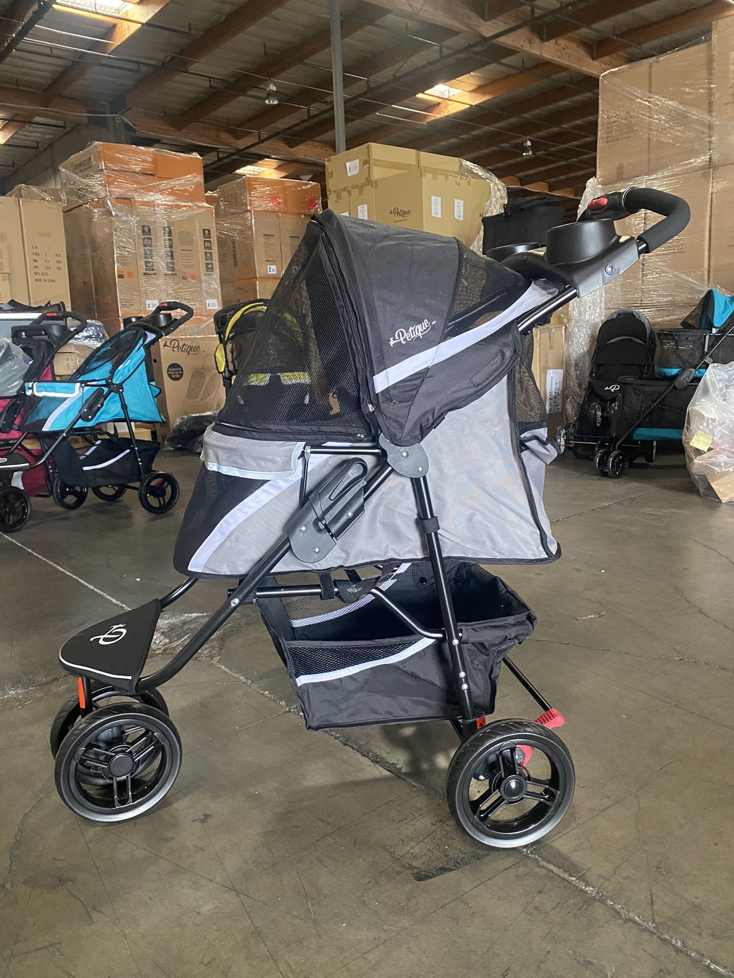 Petique revolutionary patch, stroller and grey for dogs, cats and small animals up to 55 pounds