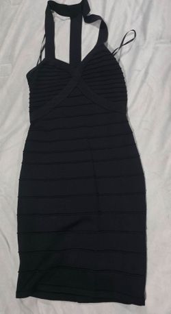 Small Black Bodycon Halter Midi Dress